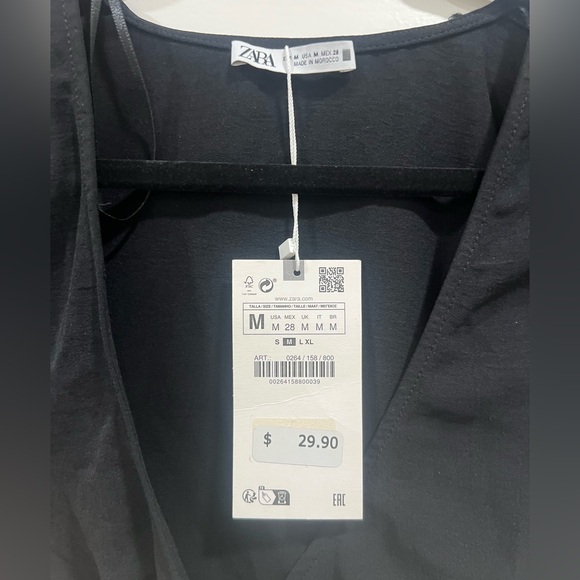 Brand New Zara Black Draped Blouse - Picture 2 of 3